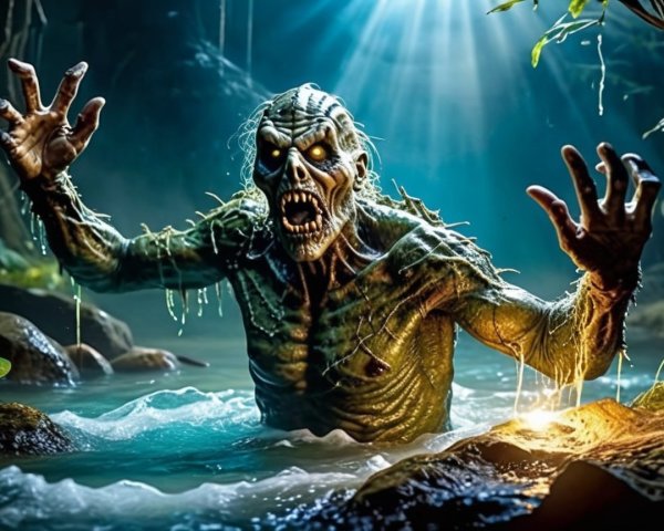 Horrifying Creature in Ominous Swamp Setting