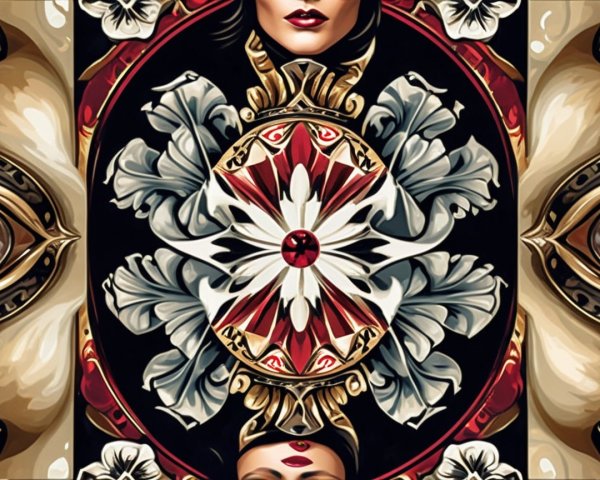 Symmetrical Intricate Design with Bold Colors and Patterns