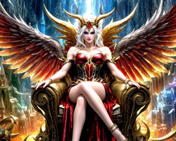 Majestic Figure on Throne with Wings and Crown