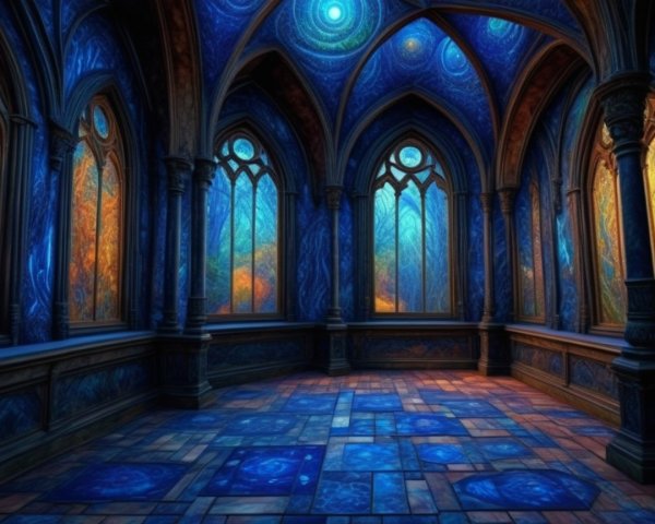 Stunning Room Interior with Arching Windows and Patterns