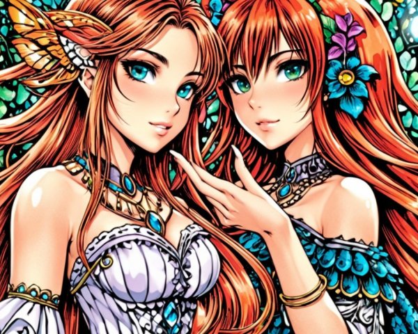 Enchanting Women with Teal Eyes and Red Hair