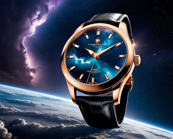 Luxury Watch with Blue Celestial Dial and Rose Gold Case