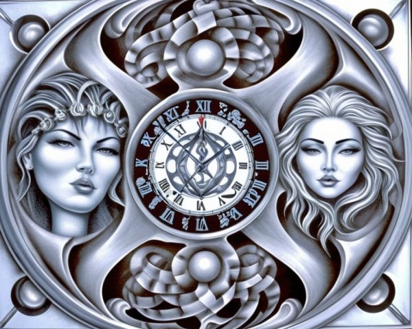 Monochromatic Clock Design with Stylized Female Faces