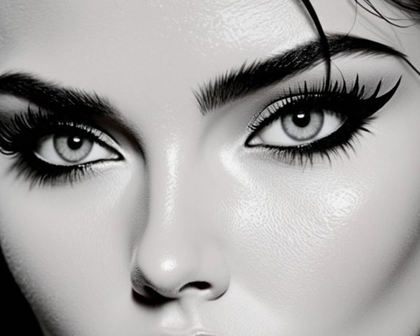 Close-Up of Flawless Skin and Dramatic Makeup