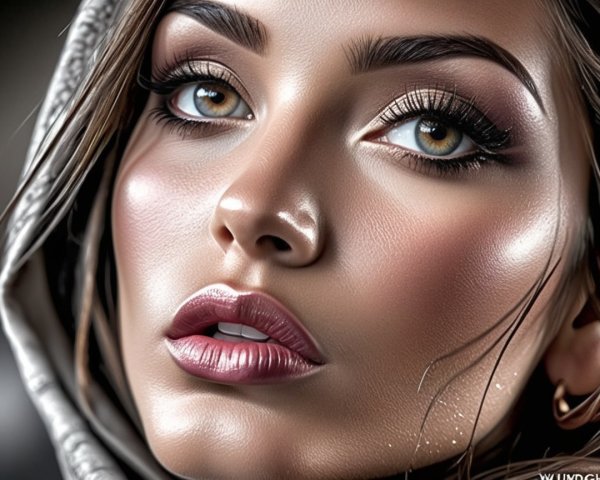Close-up Portrait of a Young Woman with Hazel Eyes