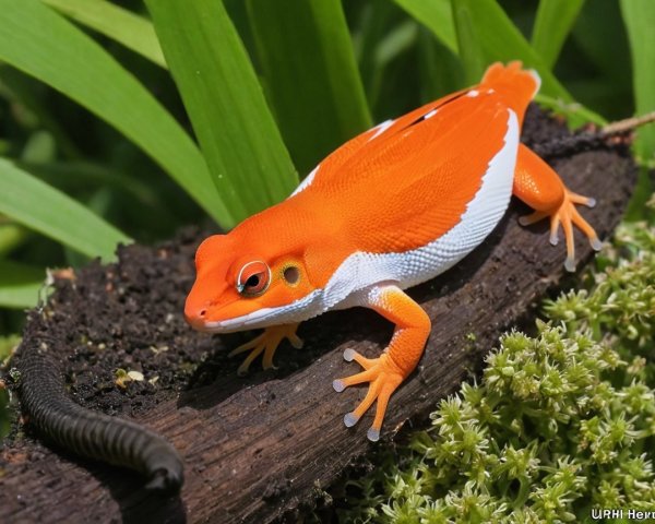 Orange and White Frog on Mossy Log in Greenery