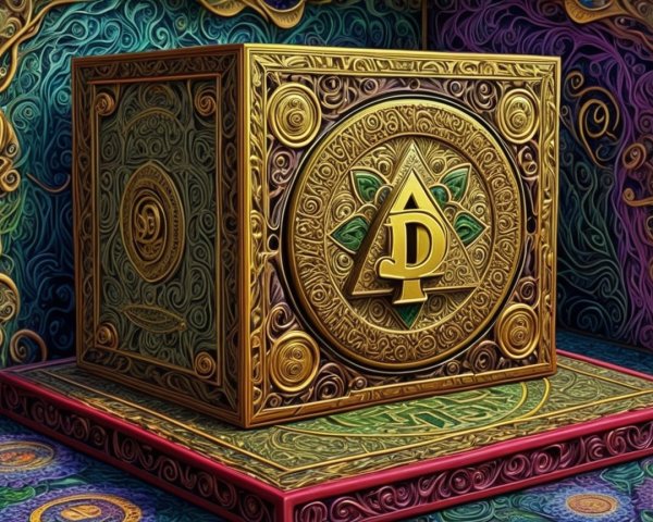 Intricately Designed Golden Box with Ornate Patterns