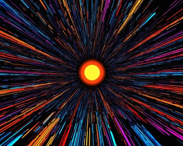 Vibrant Color Burst from Central Yellow Sun Illustration