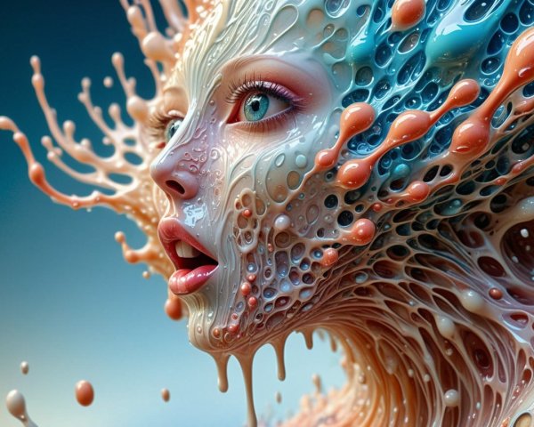 Surreal Abstract Face in Vibrant Organic Shapes