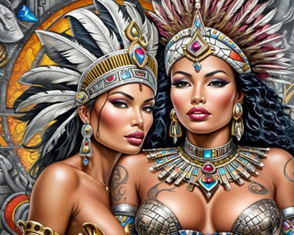 Regal Women in Elaborate Ancient-Inspired Attire