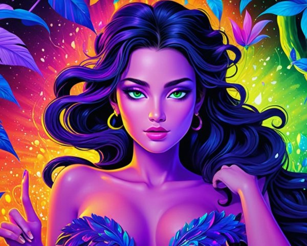 Fantasy Portrait of Woman with Colorful Background