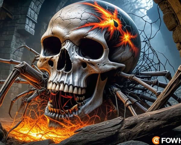 Colossal Skull in Dark Ancient Stone Setting