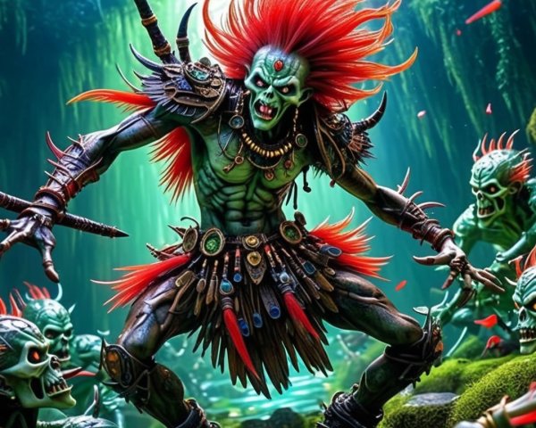 Skeletal Warrior in Mystical Underwater Scene