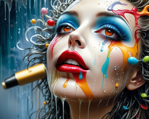 Vibrant Portrait of a Woman with Colorful Makeup