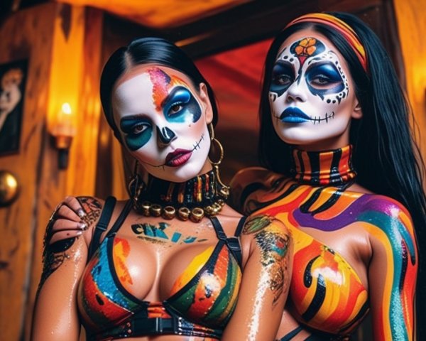Vibrant Day of the Dead Makeup and Festive Outfits