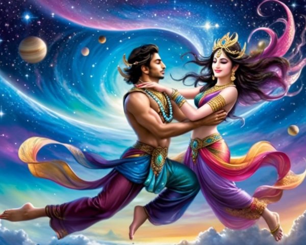 Celestial Dance of a Divine Couple in Galaxies