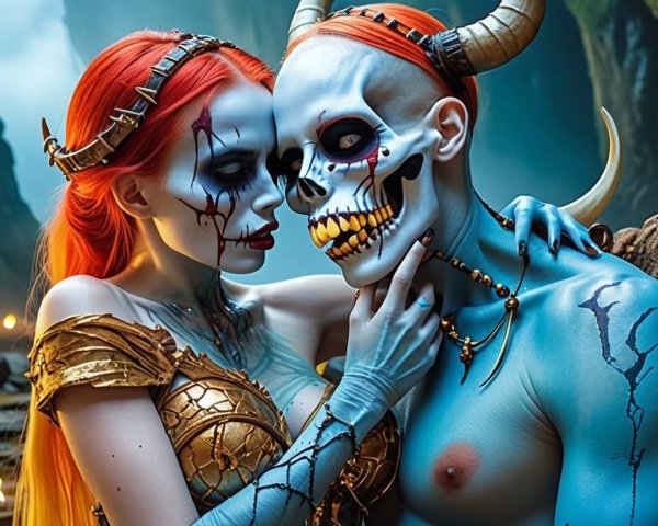 Fantasy Scene with Elaborate Costumes and Makeup