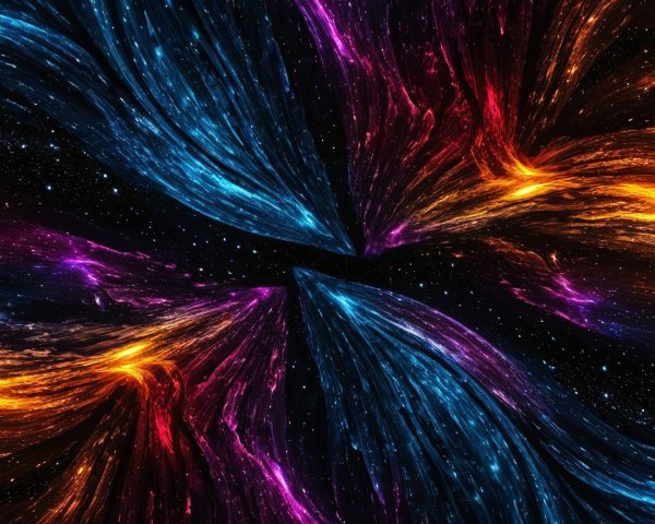 Vibrant Cosmic Scene with Swirling Color Streams