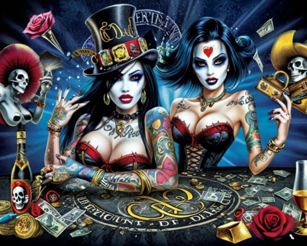 Punk-Rock Women with Tattoos in Mystical Setting