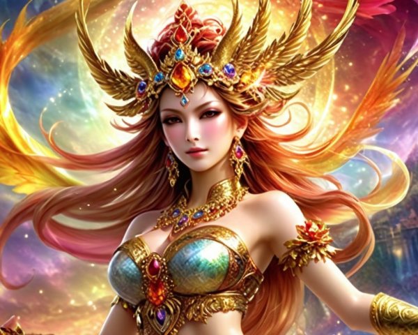 Fantasy Character with Divine Elegance and Jewelry