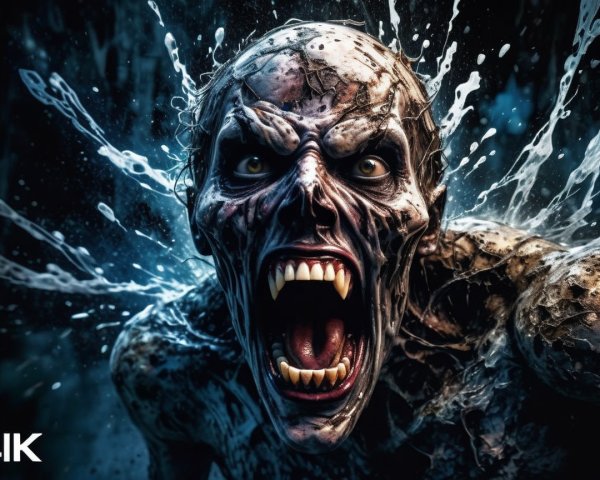 Terrifying Creature from Dark Waters with Grotesque Features