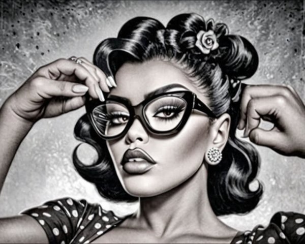 Black-and-White Portrait of a Glamorous Woman