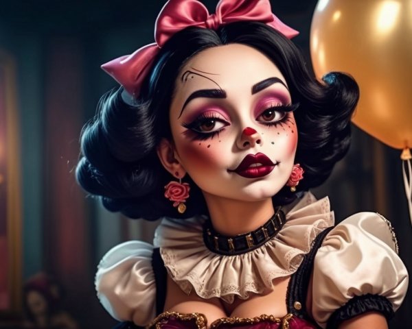 Whimsical Character with Dramatic Makeup and Outfit