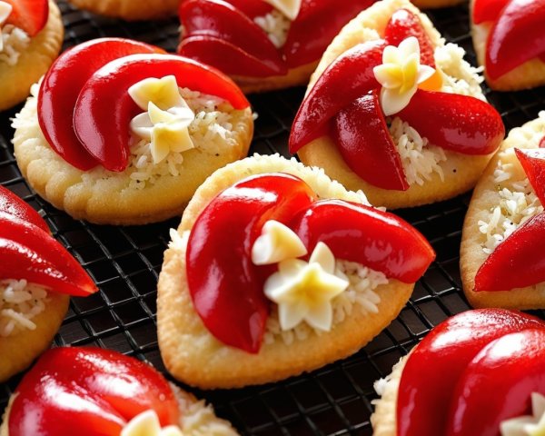 Heart-Shaped Pastries with Fruit and Chocolate Decor