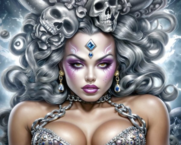 Character with Silver Hair and Metallic Outfit
