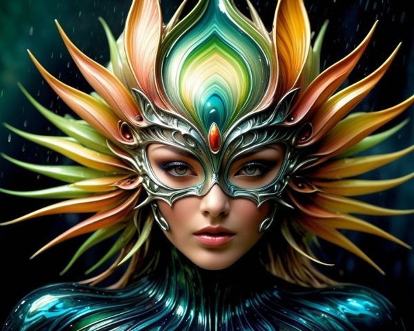 Intricately Designed Floral Mask with Gem Detail