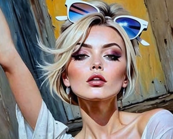 Portrait of a Young Woman with Stylish Sunglasses