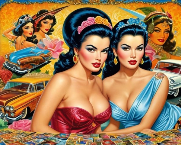 Glamorous Pin-Up Style with Retro Elements and Colors