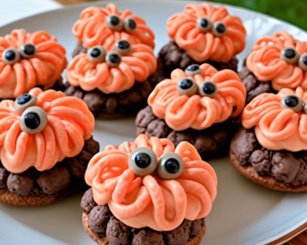 Whimsical Cupcakes with Orange Frosting and Eyeballs
