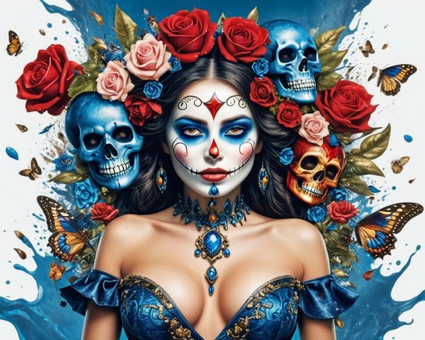 Day of the Dead Inspired Makeup and Elegant Attire