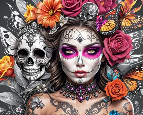 Día de los Muertos Theme with Sugar Skull Makeup
