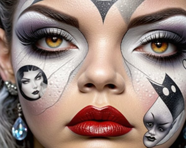 Portrait of a Model with Bold Monochrome Makeup