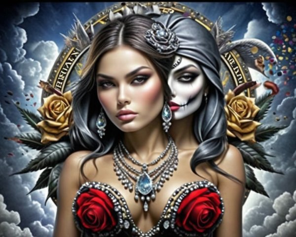 Female Figure with Jewelry and Ghostly Visage