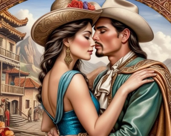 Romantic Scene with Couple in Scenic Setting