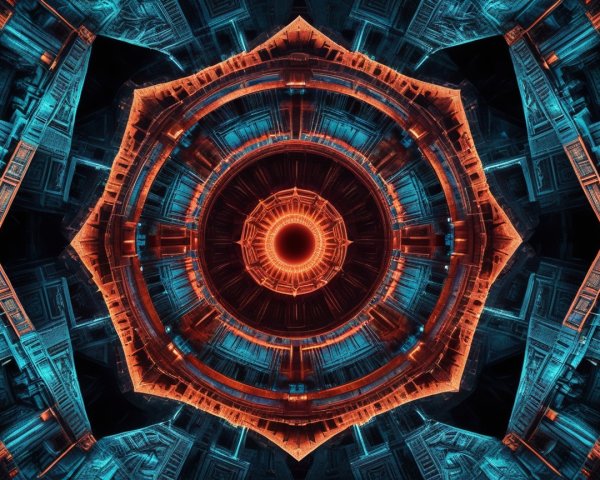 Symmetrical Kaleidoscopic Design with Vibrant Colors