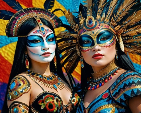 Elaborate Costumes and Makeup of Two Women