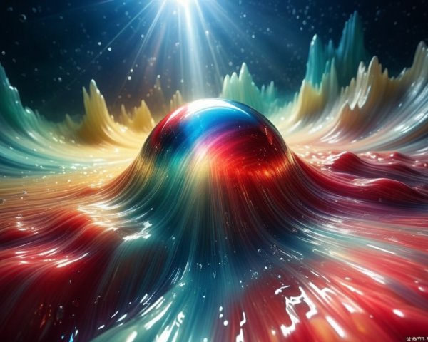 Surreal Landscape with Glossy Spherical Object