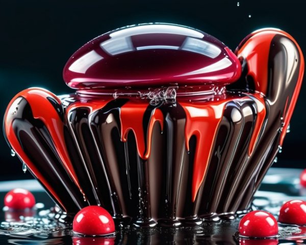 Glossy Chocolate Centerpiece with Red Accents