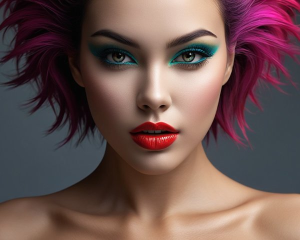 Close-Up Portrait of a Model with Bold Makeup