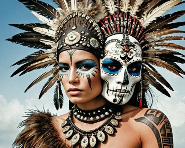 Cultural Portrait of a Woman with Elaborate Makeup