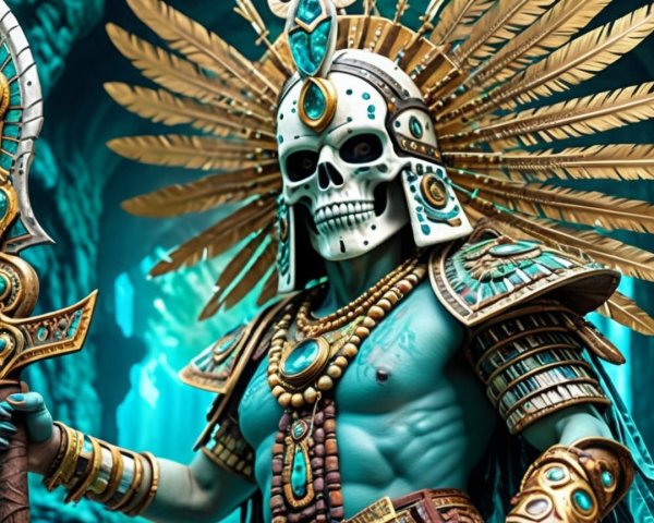 Skeletal Warrior in Ornate Armor with Turquoise Gems