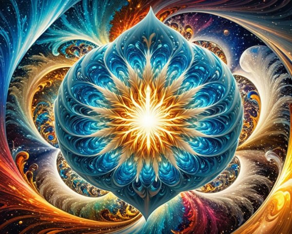 Vibrant Abstract Design with Blue, Orange, and Gold