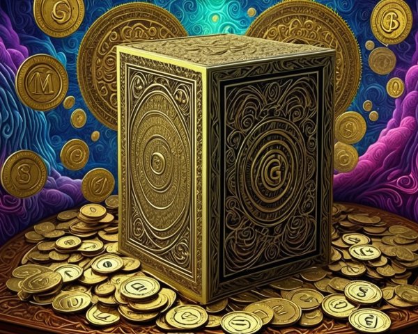 Intricate Box Surrounded by Unique Gold Coins