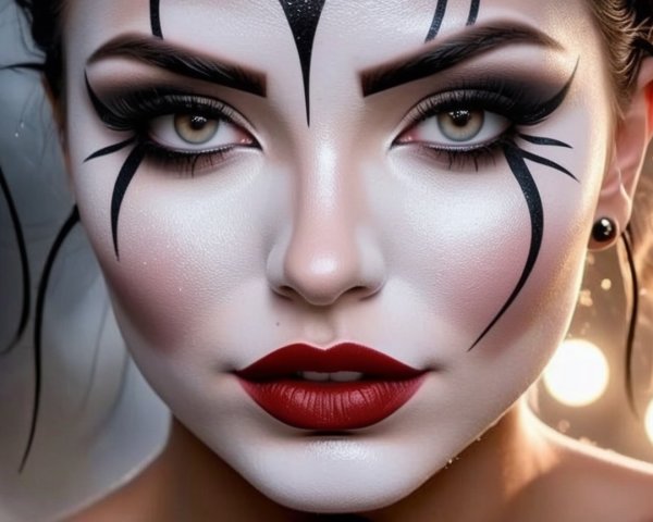 Close-Up of Striking Makeup Art on Woman's Face