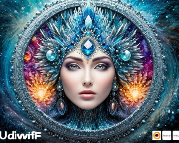Mystical Portrait of Woman in Cosmic Background