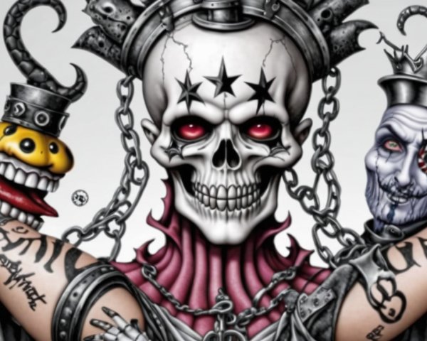 Dark-Themed Skull Illustration with Intricate Details